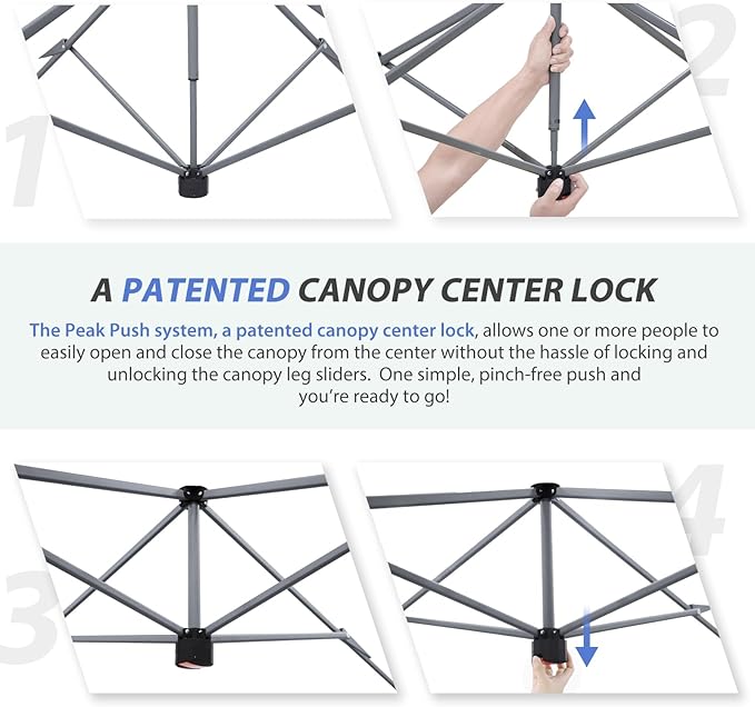 EAGLE PEAK 13x13 Straight Leg Pop Up Canopy Tent Instant Outdoor Canopy Easy Single Person Set up Folding Shelter w/Auto Extending Eaves 169 Square Feet of Shade (Red)