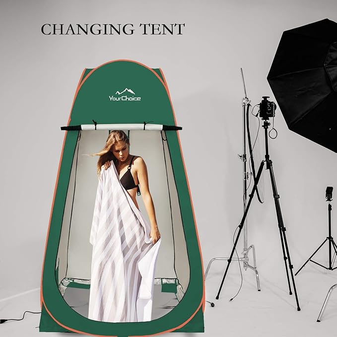 Your Choice 3.9x3.9x6.9FT Pop Up Privacy Tent, Large Portable Camping Changing Room with 2 Storage Pockets & 4 Sandbags, Outdoor Shower & Toilet Shelter for Beach, RV, Camping & Hiking