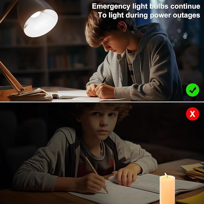2 Pack Rechargeable Light Bulb,Emergency Light Bulbs for Power Outage Hurricane Camping 9W E27 3000K Warm 1200mAh Battery Backup Soft Light Bulbs for Lamps,Battery Bulb