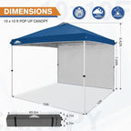 EAGLE PEAK Commercial Canopy 10x10 Pop Up Canopy Tent with 1 Sidewall, Easy Setup Heavy Duty Instant Event Shelter for Vendors & Markets, Outdoor Sun Shade, Dark Blue