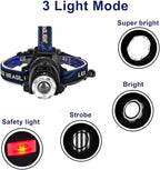 Green LED Headlamp Rechargeable Motion Sensor Super Bright Hunting Headlamps Waterproof Headlamp Flashlight Zoomable 3 Modes Headlight for Hunting Fishing Running