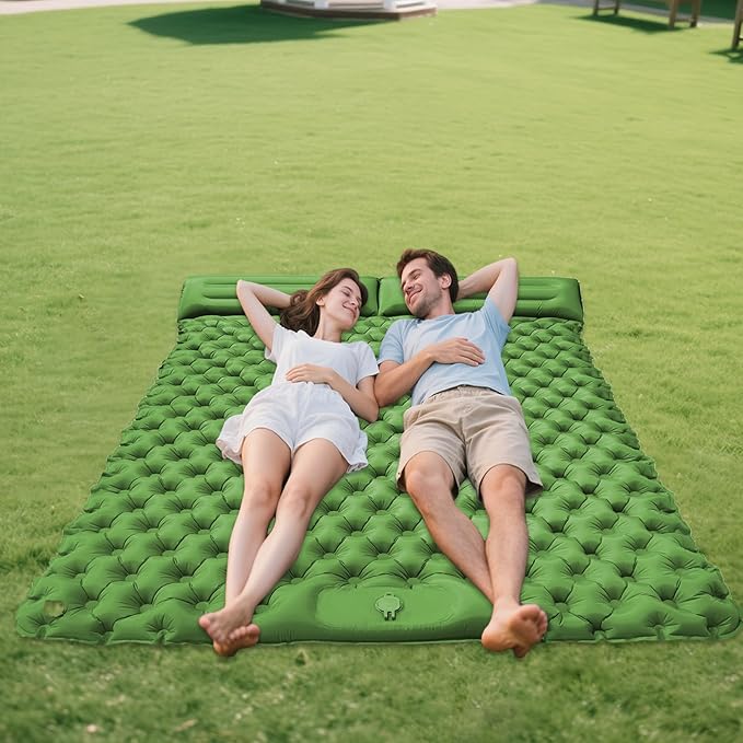 Foldable Inflatable Twin Pad - Portable Sleeping Mattress, Outdoor Equipment for Trail Hiking Travel Picnic Trek Shelter Adventure Resting Sleeping Gear Pillow Cushion Lightweight Bed