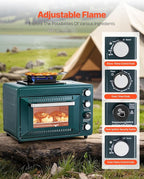 VEVOR Outdoor Camping Oven, 2-in-1 Portable Gas Camping Stove Oven Combo, Adjustable Fire, 60-Minute Timer, Windproof, for Camping Backyard Picnic Outdoor Cooking, Universal Butane Canister Compatible