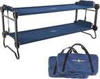 Disc-O-Bed Large Outdoor Convertible 2 Person Bench and Double Camping Cot Portable Bed Bunk System for Adults, Navy