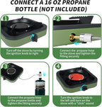 Cothb X Portable Propane Camping Stove - Single Burner Propane Camp Stove with 10.6 Inch Carry Bag, Windproof Design & Gas Hose for Outdoor Camping, Tailgating, Fishing, Hunting
