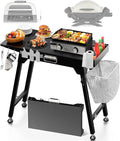44" L x 17" W Grill Stand for Blackstone Griddle, Folding Grill Table Large Space Fit for 17"/22" Griddle, Ninja and Weber, BBQ Food Prep Table, Portable Outdoor Table for Camping, Tailgating, Outdoor