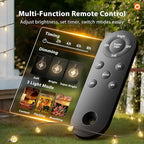 addlon 150FT Solar String Lights Outdoor Waterproof with Remote, Dimmable Commercial Grade Solar Powered String Lights with 80 LED Bulbs, Hanging Light for Camping Backyard Party Decor