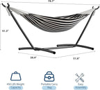 Garvee Double Hammock with Foldable Steel Stand and Carry Bag – Indoor/Outdoor Standing Hammock, 450 LBS Capacity, for Garden, Camping, Beach (Black)