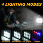 2 Pack 120W Solar Rechargeable Work Light, 144 LED 10000LM Led Work Light with 4 Modes, Portable Flood Light with Stand, IP66 Waterproof Outdoor Working Light for Emergency Mechanic Camping Repair