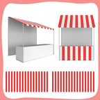 Preboun 4 Pcs 27.6''x 59'' Circus Awning Decor Decorations Striped Carnival Tent Awning Decorations Red and White Wall Decor Halloween Carnival Stand Mardigras Theme Party Photo Accessory