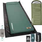 3-Piece Camping Sleep System with Self Inflating Sleeping Pad, Waterproof Tarp & Sleeping Bag, Built-in Pump 3.2" Thick Tent Mattress, R-Value 9.5 All-Season Gear for Backpacking