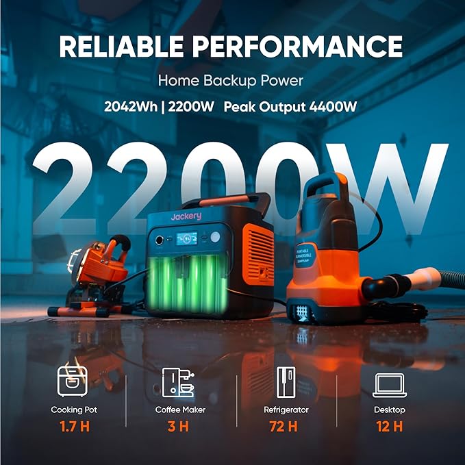 Jackery Explorer 2000 v2 Portable Power Station with Low Temperature Resistant Bag, 2042Wh/2200W LiFePo4 Battery, USB-C 100W Fast Charging for Extreme Cold Condition(-40°F), Power Outages, Emergencies