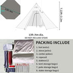DANCHEL OUTDOOR Backpacking Hot Tent with Stove Jack, 4 Season Lightweight Tipi Tent for 2/4/6 Person Winter Camping Hunting, 10.5FT-16.4FT