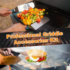 Griddle Accessories for Blackstone with Smashed Burger Press,19Pcs Griddle Accessories kit for Hibachi, Enlarged Grill Spatula, Salt and Pepper Shakers, Grill Black Tools Set