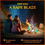 MEKER Fire Color Changing Packets - Fire Pit, Campfires, Outdoor Fireplaces, Bonfire - Magic Colorful Changing Fire - Perfect Fire Camping Accessories for Kids & Adults (12 Pack)