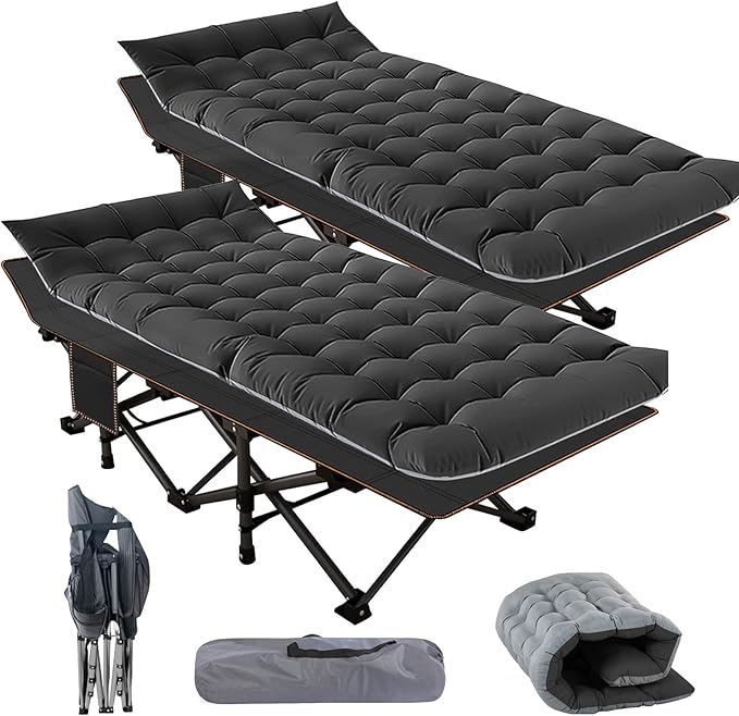 Barbella 2 Pack Folding Cot, Camping Cots for Adults, Portable Sleeping Cot with Mattress, Foldable Outdoor Bed, Guest Bed with Carry Bag for Home, Office & Outdoor Use
