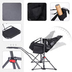 Nice C Hammock Camping Chair with Footreat, Swinging Camping Chair Rocker, High Back Chairs with Stand, Cup Holder, Side Pocket, Heavy Duty (1 Pack, Black)