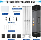 HOTEEL 10x15 Heavy Duty Pop Up Canopy Tent for Parties Event Wedding Commercial Instant Canopy Portable Shelter Folding with Roller Bag, Waterproof UV Resistant, Upgraded Thick Hexagonal Legs, White