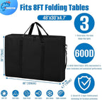 SIRUITON Folding Table Storage Bag, Portable 600D WaterProof Carry Bag for Folding Picnic/Camp Tables with Reinforcing Plate & Shoulder Strap, 48" D x 30" W x4.7 H Fits 8FT Folding Tables（bag only）