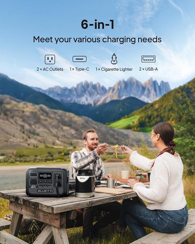 BLUETTI Solar Generator AC2A with 60W Solar Panel Included (Ships Separately), 204Wh LFP Battery Backup, w/ 2 300W (600W Power Lifting) AC Outlets, 0-80% in 40 Min, Portable Power Station for Camping