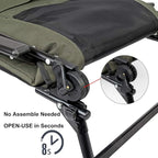 VINGLI Heavy Duty Fishing Chair with Footrest Support 440 LBS, Oversized Camping Chairs with 160° Adjustable High Back, Beach Chair for Outdoors/Yard/Forest