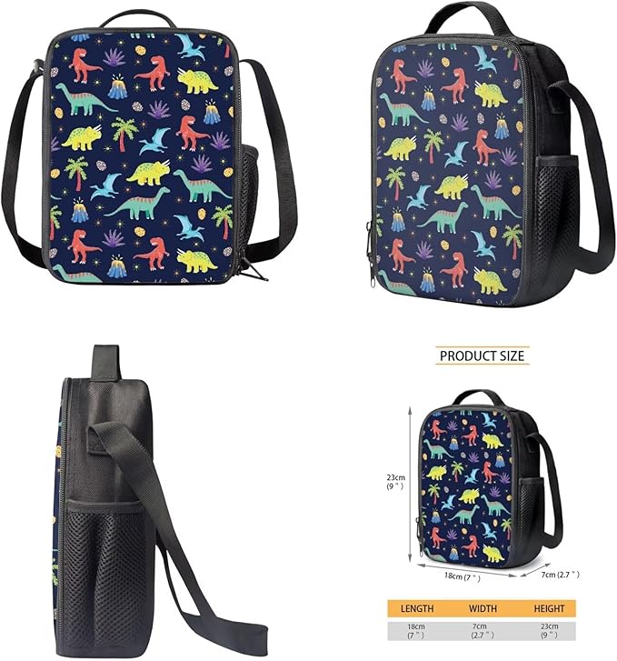 Cute Dinosaur Backpack with Lunch Bag Blue Bookbag Lightweight Trendy Kids Bookbag and Lunch Box Set Boys 4 Pcs School Bag for Boys 7-8 Hiking Daypack Travel Back to School Gifts
