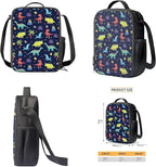 Cute Dinosaur Backpack with Lunch Bag Blue Bookbag Lightweight Trendy Kids Bookbag and Lunch Box Set Boys 4 Pcs School Bag for Boys 7-8 Hiking Daypack Travel Back to School Gifts
