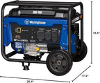 Westinghouse 4650 Peak Watt Portable Generator, RV Ready 30A Outlet, Wheel & Handle Kit, Gas Powered, CO Sensor