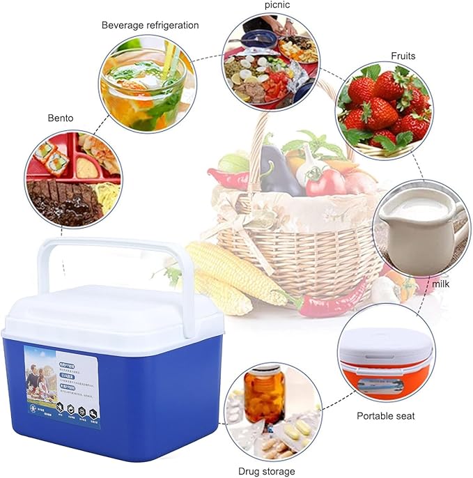 5L Portable Cooler Box, Large Capacity Ice Box Cooler Keeps Food Freshness and Drink Cool, Insulated Hard Cooler Case for Travel, Camping, Picnic