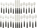 Ginkgo International Le Prix Stainless Steel Dishwasher-safe 30piece flatware set, Service for 6, Black,22707