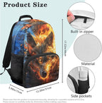 Wolf Backpack with Lunchbox Cool Kids Backpack Lightweight Trendy Kids Bookbag and Lunch Box Set Boys 4 Pcs School Bag for Boys 7-8 Daypack Travel Camping Outdoor Hiking