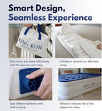King Koil Luxury Twin Air Mattress with Built-in Pillow Top & Integrated High-Speed Patented Pump – 20" Inflatable Twin Blow Up Airbed for Camping, Home & Guests, Waterproof, 1-Year Warranty