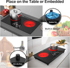 2 Burner Ceramic Cooktop, 2400W 110V Built-in or Countertop Electric Cooktop with Touch Screen & Knob Control, 10 Heat Settings, Child Lock, Timer, Overheat Protection.