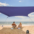 WEKAPO Beach Tent Sun Shelter - Easy Setup Beach Canopy with 4 Sturdy Poles, Extra Large Sandbags and Shovel, 7'8'' Tall, Windproof Sun Shade for Backyard and Camping, UPF 50+ Protection