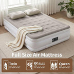 YENING Full Size Air Mattress with Built in Pump Raised Double Blow up Bed Inflatable Camping Airbed Electric 18 Inch Tall Grey