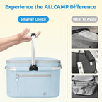 ALLCAMP Picnic Basket - Insulated Cooler, Thickening Foldable Picnic Basket with Removable Baskets & Sewn-in Frame, Basket for House Warming Gifts New Home(Light Blue)