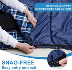 AGEMORE Cotton Flannel Double Sleeping Bag for Camping, Backpacking Or Hiking. Queen Size 2 Person Waterproof Sleeping Bag for Adults Or Teens. Lightweight with Compression Sack