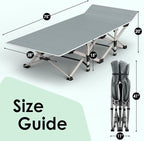 Suteck Camping Cot, Folding Camping Cot Bed for Adults Sleeping 1200D Double Layer Oxford Portable Folding Outdoor Cots for Camping W/Soft Pad Carry Bag for Home Office Nap Beach Travel