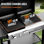 ROVSUN 2-in-1 Propane Gas Grill and Charcoal Grill Combo with Lid, 12000BTU Flat Top Griddle & Charcoal BBQ Grill with Electronic Ignition, Enamel Griddle & Grate for Outdoor Backyard Cooking Barbecue