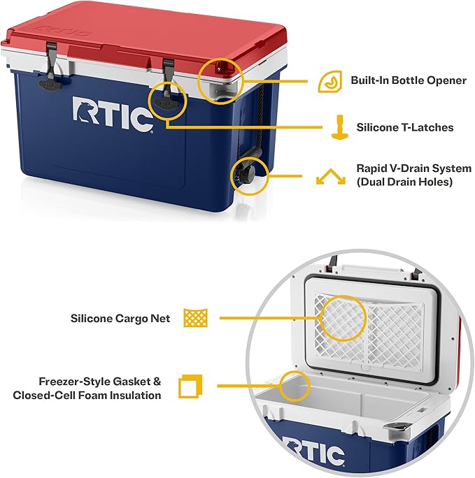 RTIC Ultra-Light 32 Quart Hard Cooler Insulated Portable Ice Chest Box for Drink, Beverage, Beach, Camping, Picnic, Fishing, Boat, Barbecue, 30% Lighter Than Rotomolded Coolers