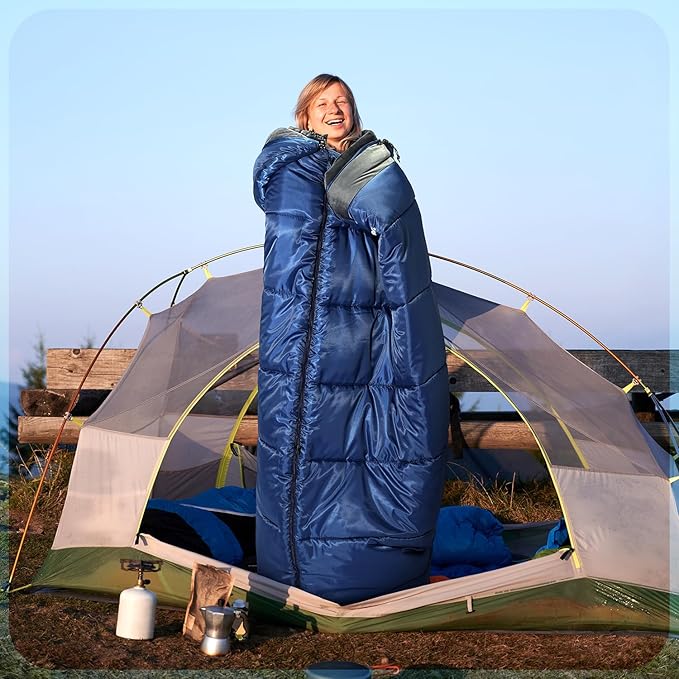 Sportneer 0 Degree Sleeping Bag, Crystal Velvet Fabric Lining XXL Winter Cold Weather Sleeping Bag, Big and Tall Zero Degree Camping, Detachable Hood Compression Sack