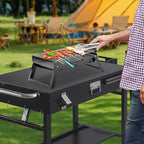 BBQ Cart for Blackstone Griddle 22 & 17 Inch | Portable Rolling Prep Table with Storage Shelf & Lockable Wheels for Outdoor Cooking & Camping