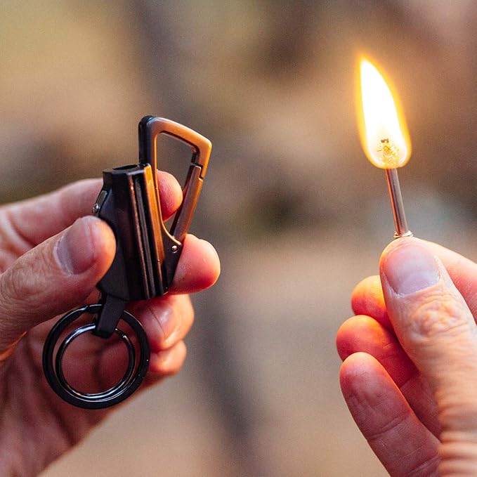SURVIVE Permanent Match Bottle Opener Metal Keychain, Reusable Survival Fire Starter Lighter, Emergency Waterproof Striker Stick Kit