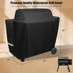 QuliMetal Grill Cover for Traeger Ironwood 885 Wood Pellet Grill, BAC513, Heavy Duty Premium Waterproof Fade Resistant Outdoor BBQ Grill Cover with Elastic Drawstrings, Full Length, Black