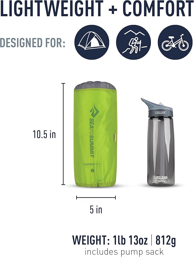 Sea to Summit Comfort Light Insulated Sleeping Pad for Backpacking and Camping, Large (79 x 25 x 2.5 inches)