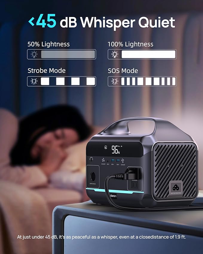 DaranEner Portable Power Station 600W with Bag, 288Wh (90,000mAh) LiFePO4 Battery Backup, 2×600W (1200W Surge) AC Outlets, 2.2H Fast Recharge, Solar Generator for Camping, RV, Travel, Home Emergency