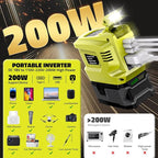 Ecarke 200W Portable Power Inverter Compatible with Ryobi 18V Battery, DC 18V to AC 110V Power Station with 1 AC Outlet, 2 USB, 1 Type-C & LED Light, for Outdoor Emergency Use (No Battery)