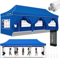 Hoteel 10x30 Pop Up Canopy Tent Heavy Duty with 8 Sidewalls, Waterproof Party Tent, Easy Set-up Commercial Instant Tents with Hand Bag, Rope & Nail, Hexagonal Leg (1-Year Warranty)