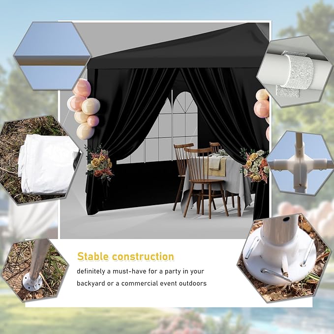 10x30 Black Outdoor Party Tent with 8 Removable Sidewalls Tents for Parties Gazebo Canopy Event Tent for Wedding, Birthday, Garden Parties and Backyard Patio BBQ Camping