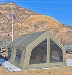 4 Season Air Tent Glamping Tent with Separate Living and Sleeping Area,Waterproof Pop-Up Outhouse Yurt with Pump and Stove Jack Hole, 8-10 Person Camping Quick Set Up